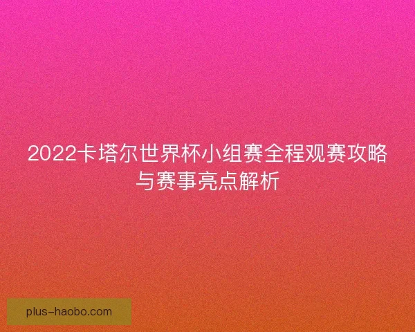 2022卡塔尔世界杯小组赛全程观赛攻略与赛事亮点解析